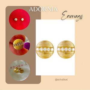 💼Adornia 14k Gold Plated Swarovski Crystal Coin Stud Earrings NWT Pierced